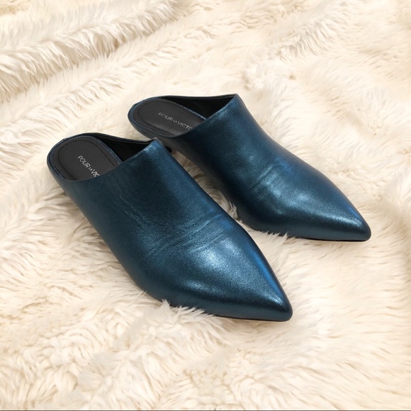 Pour La Victoire Shoes - Pour la Victoire Teal Korrine Kitten Heeled Mule
